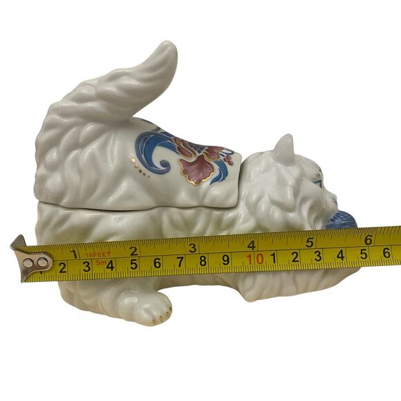 Vtg ELIZABETH ARDEN Floral Kitten Scented Candle Double Wick Two Piece Porcelain - Picture 15 of 16